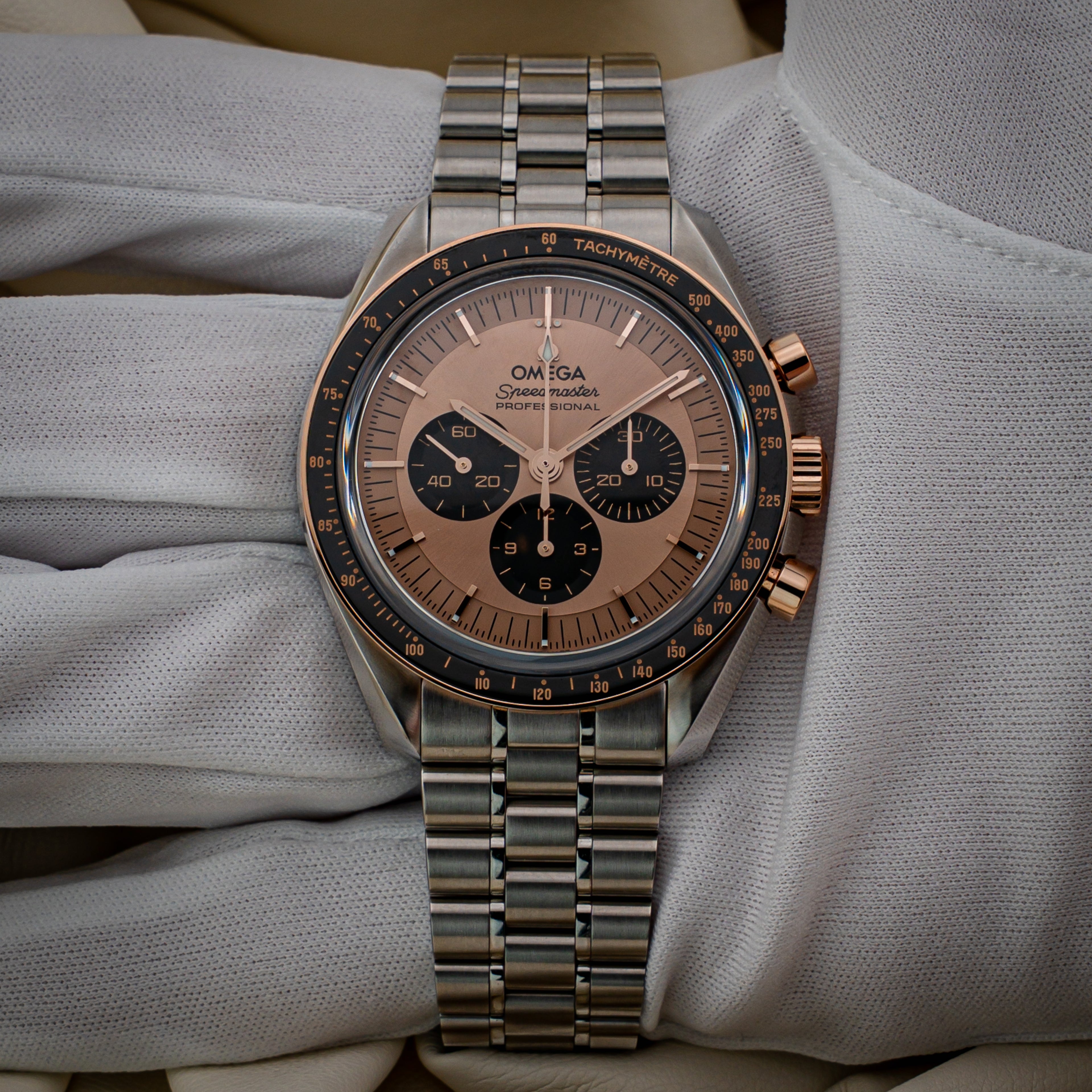 Omega Speedmaster Moonwatch Professional — Steel and Sedna Gold Ref. 310.23.42.50.99.001 — Full Set