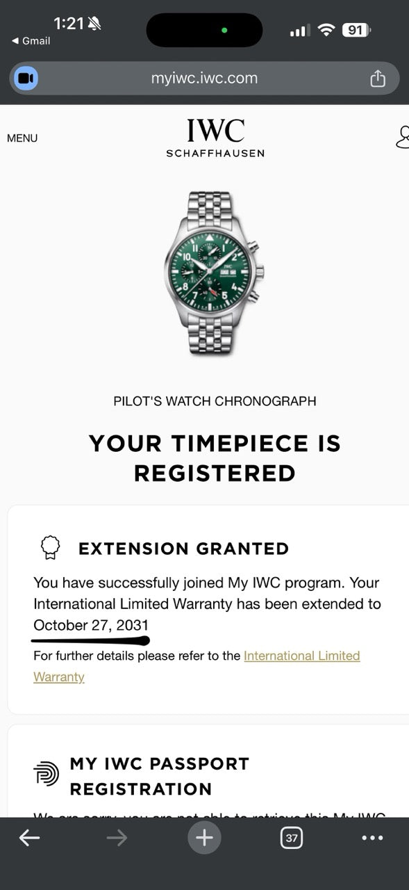IWC Pilot's Watch Chronograph 43 — Green Dial — Ref. IW378006 — 2023 — Full Set — Extended Warranty to 2031