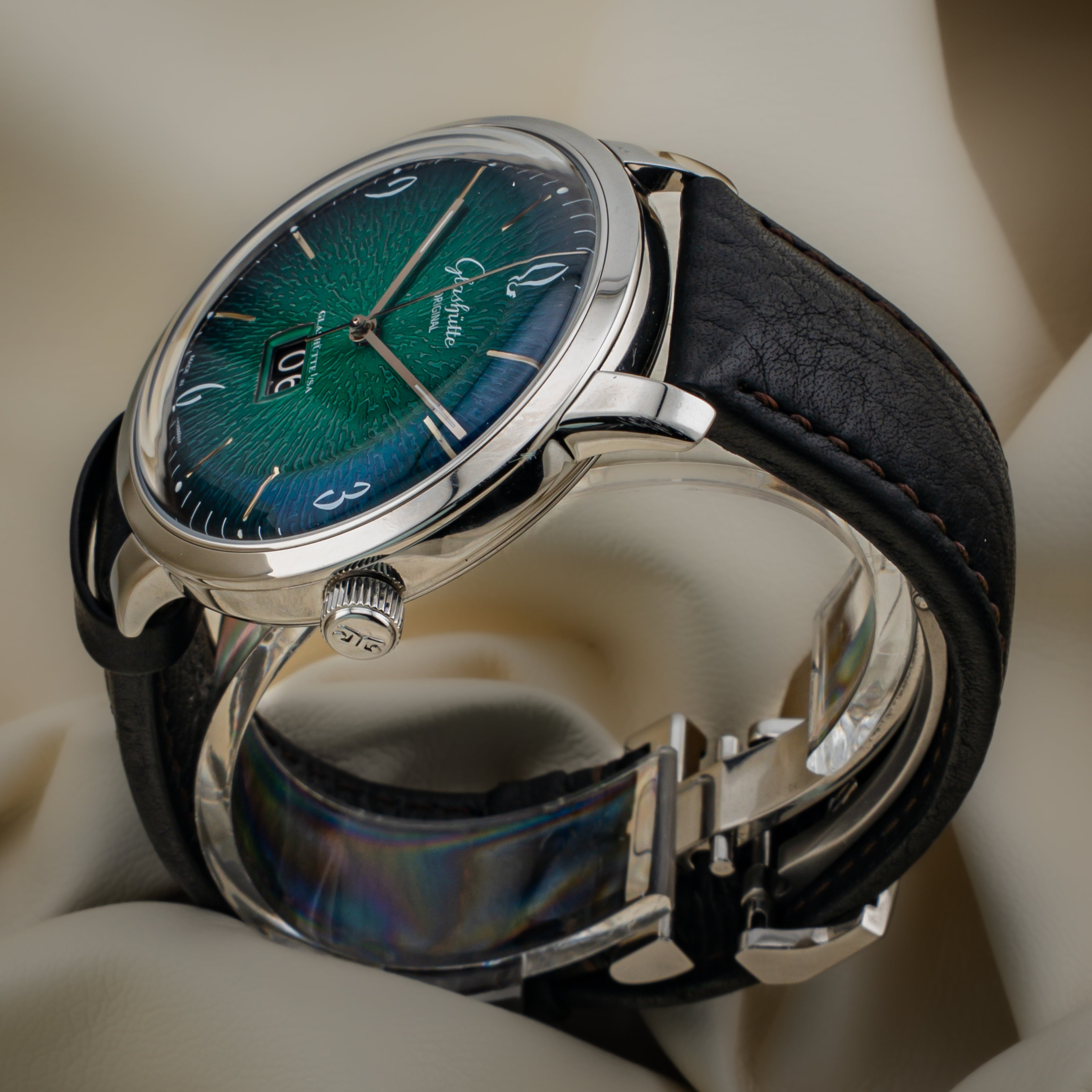 Glashütte Original Sixties Panorama Date — Green Dial — Ref. 2-39-47-04-02-04 — 2018 — Box & Papers