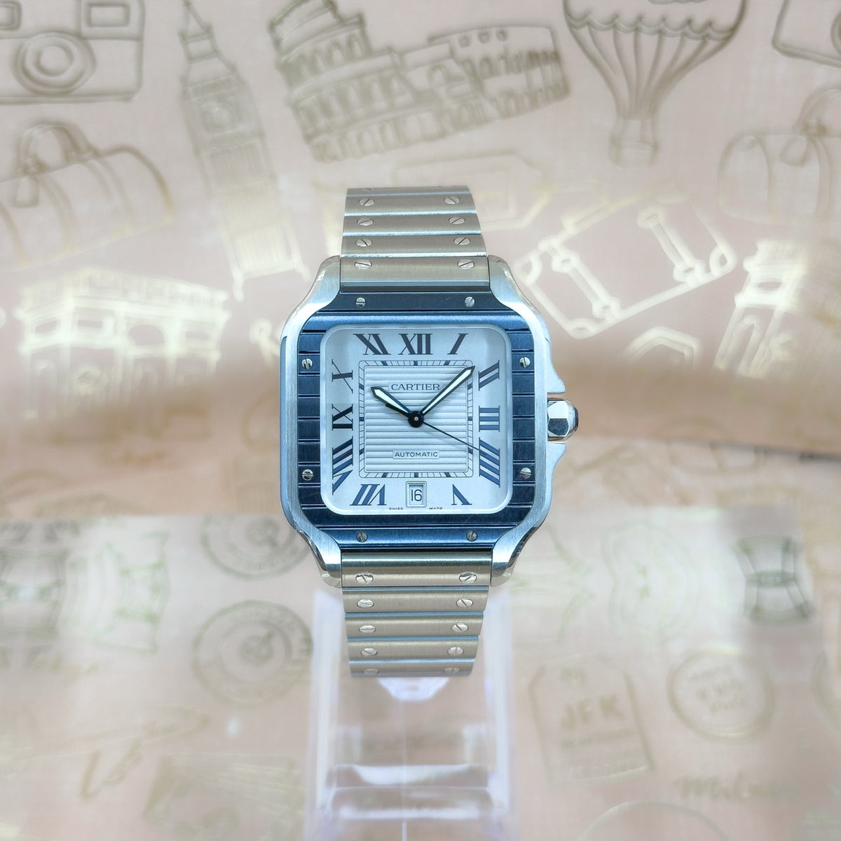 Pre-owned Cartier Santos de Cartier Large WSSA0047 full set 2023 warranty to 2031 — The Crown & Crystal Chandler AZ