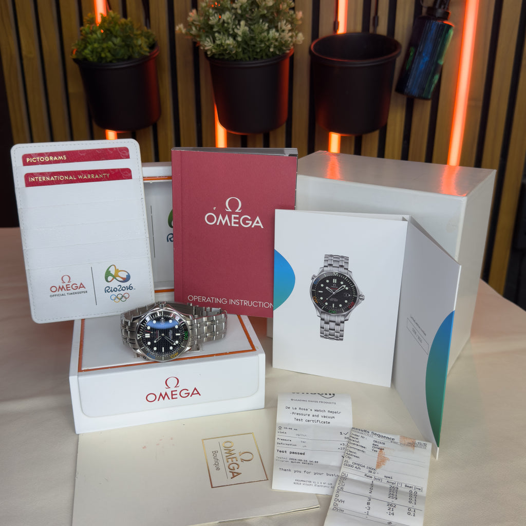 Pre-owned Omega Seamaster Diver 300M Rio 2016 Limited Edition Ref. 522.30.41.20.01.001 — The Crown & Crystal Chandler AZ