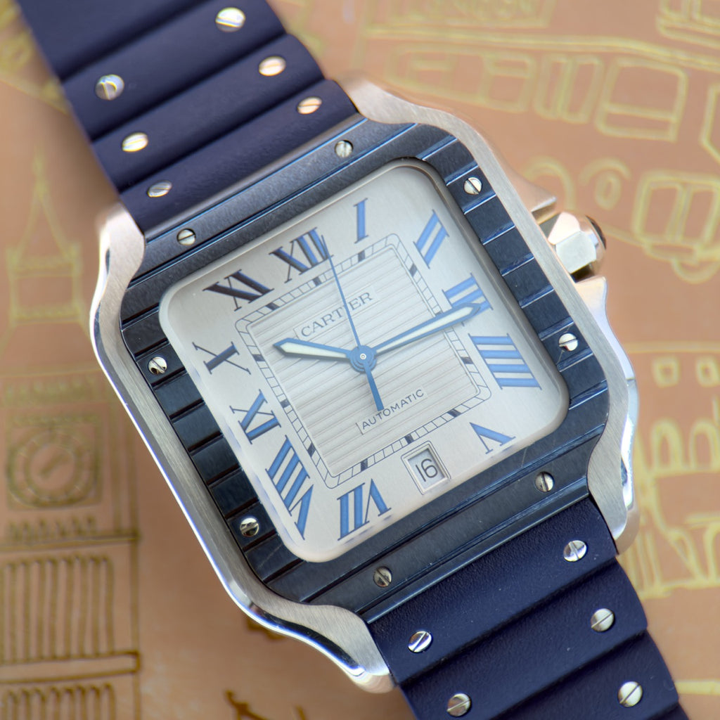 Pre-owned Cartier Santos de Cartier Large WSSA0047 full set 2023 warranty to 2031 — The Crown & Crystal Chandler AZ