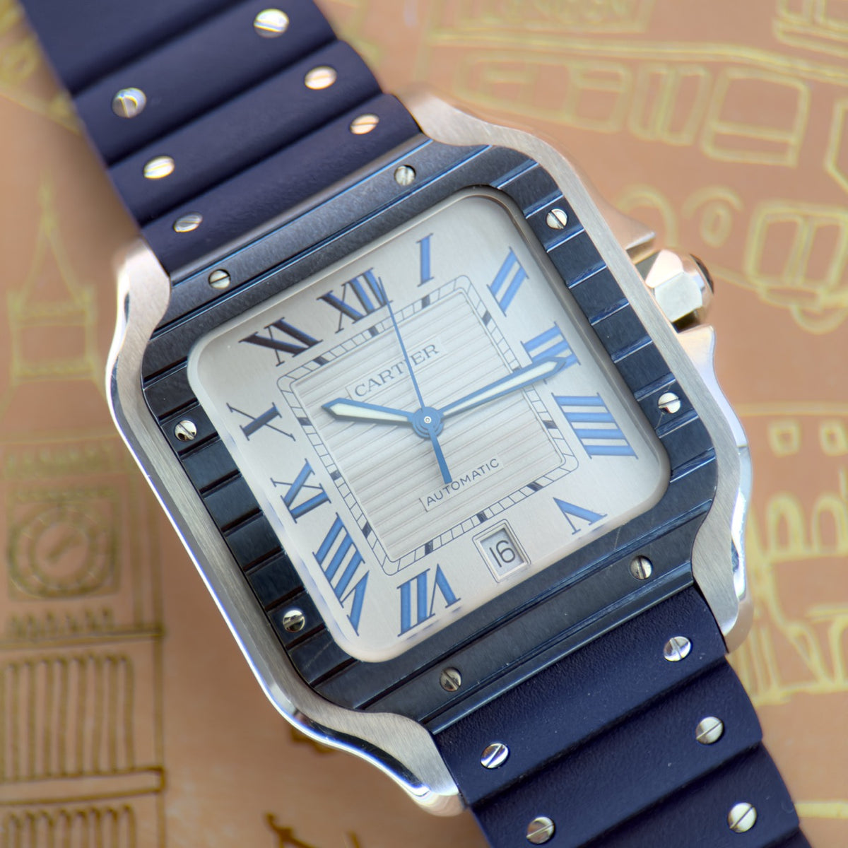 Pre-owned Cartier Santos de Cartier Large WSSA0047 full set 2023 warranty to 2031 — The Crown & Crystal Chandler AZ
