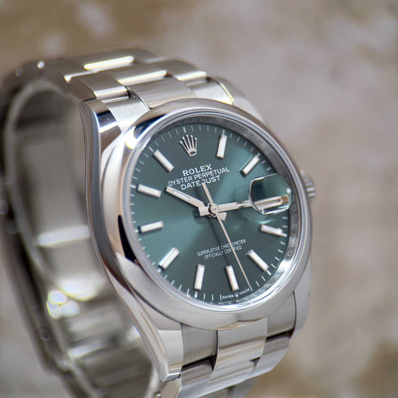 2025 Rolex Datejust 36mm 126200 Oyster Mint Green Dial. Full Set Incl white tag