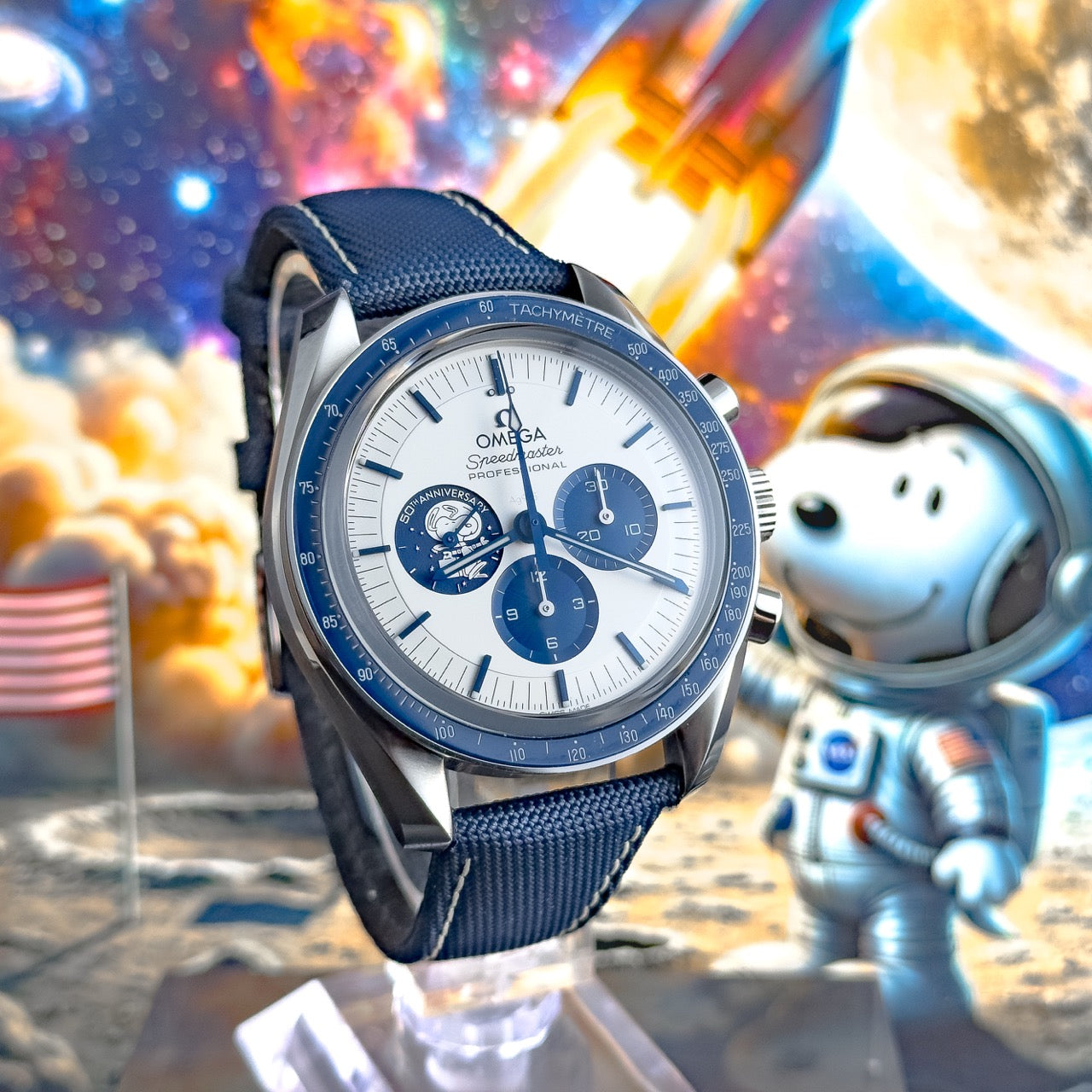 Omega Speedmaster “Silver Snoopy Award” 50th Anniversary – Ref. 310.32.42.50.02.001 Box + Papers