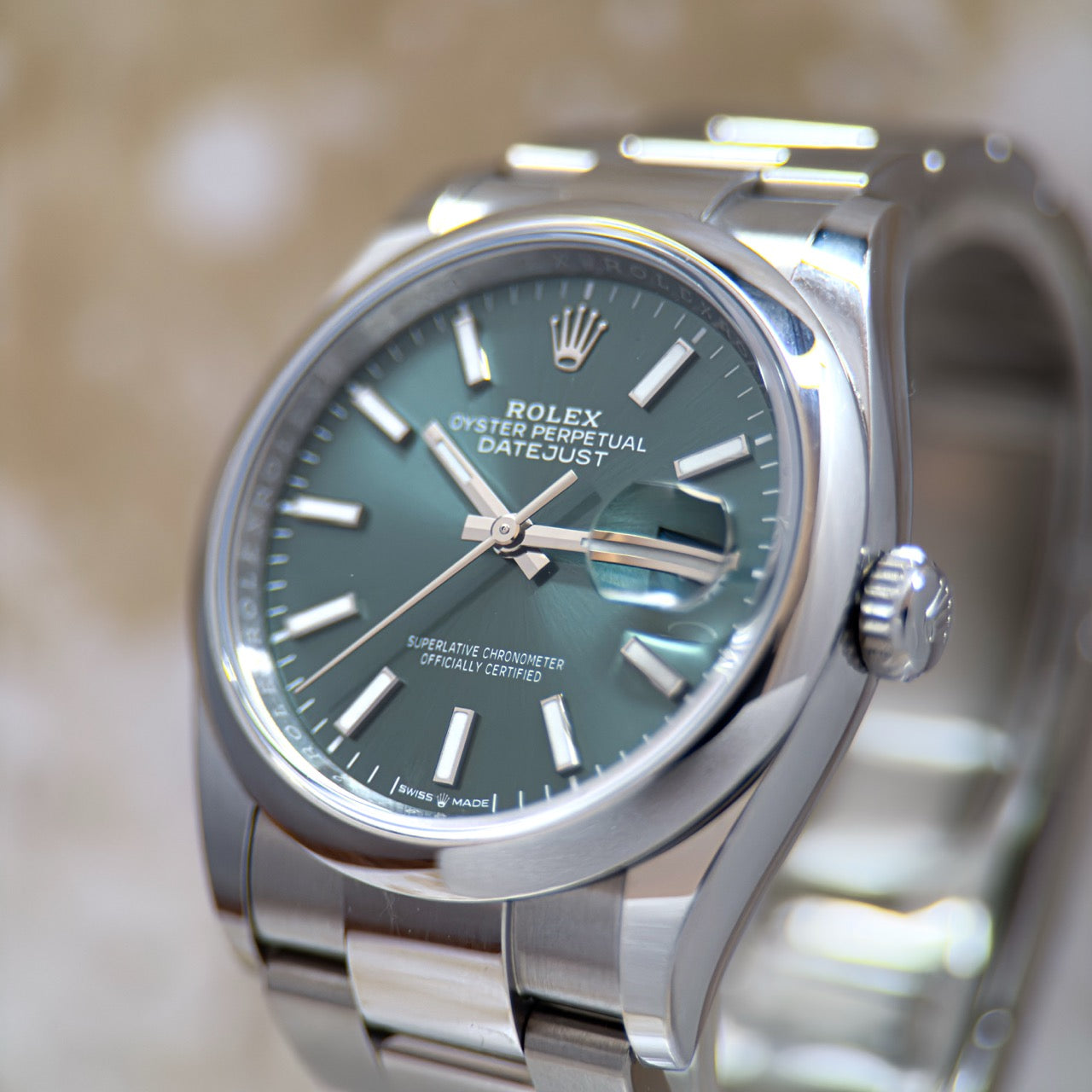 2025 Rolex Datejust 36mm 126200 Oyster Mint Green Dial. Full Set Incl white tag