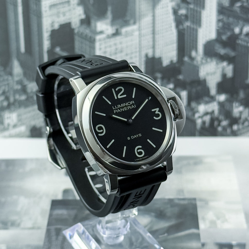Pre-owned Panerai Luminor 44mm 8 Days PAM00560 steel black complete set — The Crown & Crystal Chandler AZ