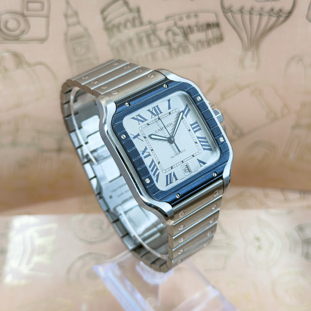 Pre-owned Cartier Santos de Cartier Large WSSA0047 full set 2023 warranty to 2031 — The Crown & Crystal Chandler AZ