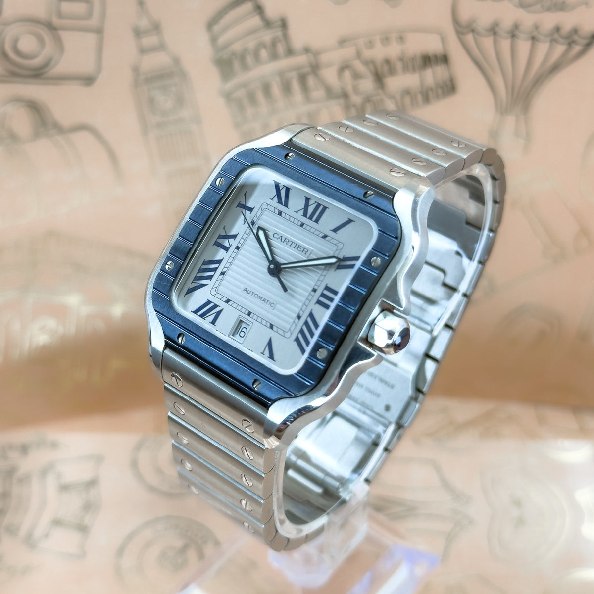 Pre-owned Cartier Santos de Cartier Large WSSA0047 full set 2023 warranty to 2031 — The Crown & Crystal Chandler AZ