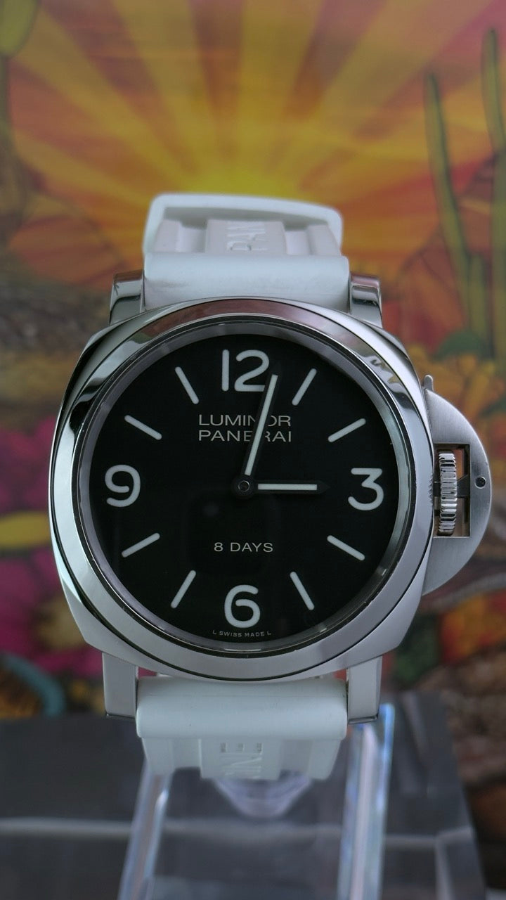 Pre-owned Panerai Luminor 44mm 8 Days PAM00560 steel black complete set — The Crown & Crystal Chandler AZ