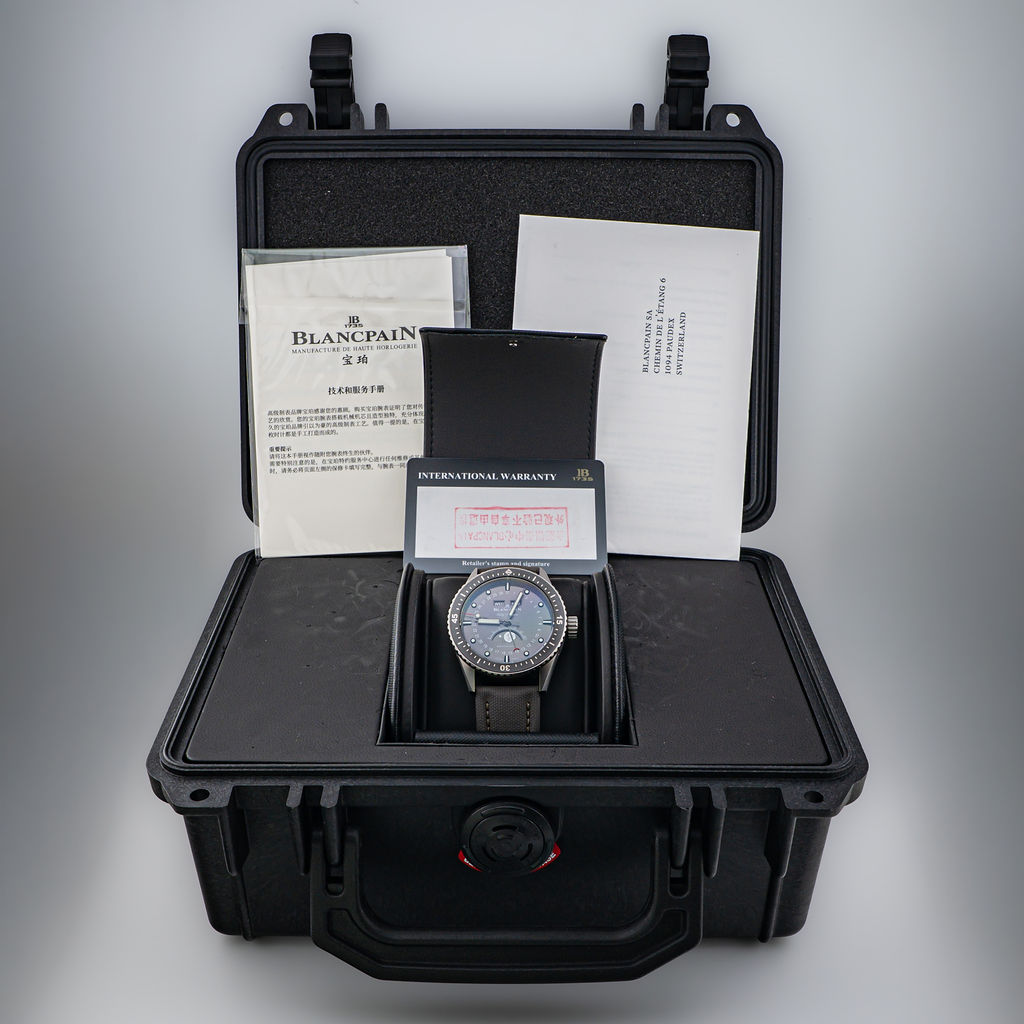 Pre-Owned Blancpain Fifty Fathoms Bathyscaphe Quantième Complet Phases de Lune — Ref. 5054-1210-G52A