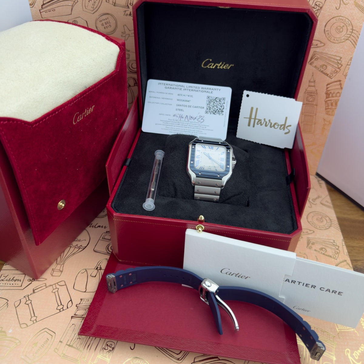 Pre-owned Cartier Santos de Cartier Large WSSA0047 full set 2023 warranty to 2031 — The Crown & Crystal Chandler AZ